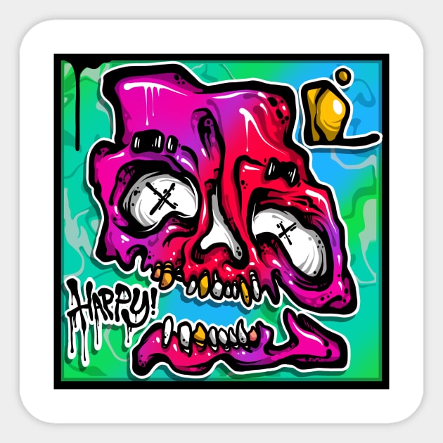 Happy Graffiti Skull Sticker by Graffitidesigner